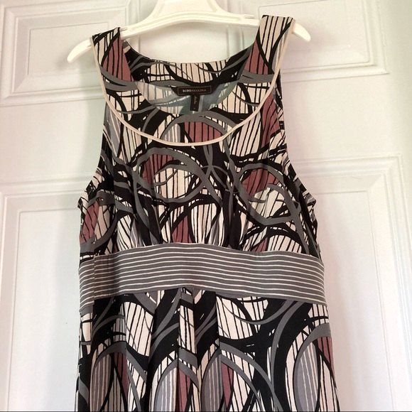 BCBG Maxazria Geometric Fit and Flare Dress Black Purple Gray Womens Medium - Picture 9 of 13